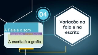 Variação na
fala e na
escrita
04
 
