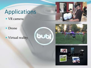 Applications
 VR camera
 Drone
 Virtual reality
 