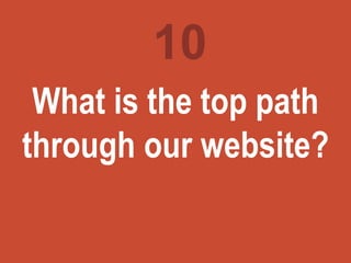 Turning
marketing
ideas into
questions
What is the top path
through our website?
10
 