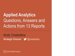 Applied Analytics
Questions, Answers and
Actions from 13 Reports
Andy Crestodina
Strategic Director @crestodina
 