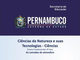 Ciências da Natureza e suas
Tecnologias - Ciências
Ensino Fundamental, 6º Ano
As camadas da atmosfera
 