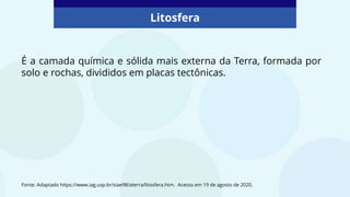 Camadas da terra -Litosfera conteúdo 6º ano | PPTX
