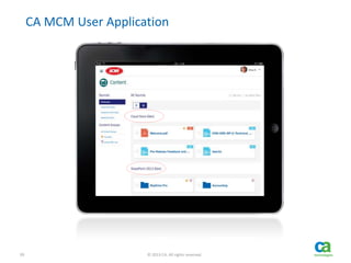 39 © 2013 CA. All rights reserved.
CA MCM User Application
 