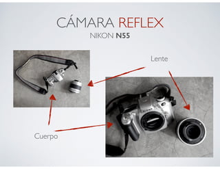 Partes de la cámara fotográfica analógica electrónica (Nikon N55)