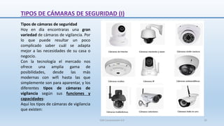 TIPOS DE CÁMARAS DE SEGURIDAD (I)
Tipos de cámaras de seguridad
Hoy en día encontraras una gran
variedad de cámaras de vig...
