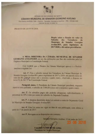 PROJETOS DE LEI CAMARA GEORGINO AVELINO/RN