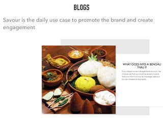 BLOGS
Savour is the daily use case to promote the brand and create
engagement