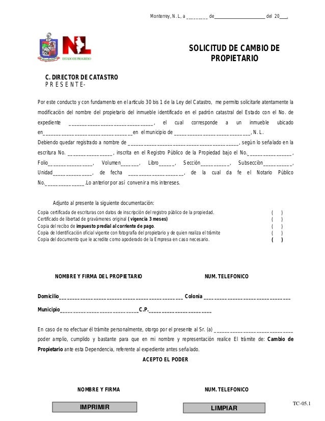 Cambio depropietario
