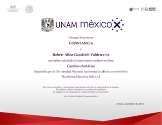 UNAM Constancia Curso Cambio Climático 