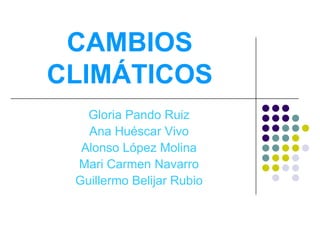 CAMBIOS
CLIMÁTICOS
Gloria Pando Ruiz
Ana Huéscar Vivo
Alonso López Molina
Mari Carmen Navarro
Guillermo Belijar Rubio
 