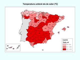 Temperatura umbral ola de calor (ºC) 