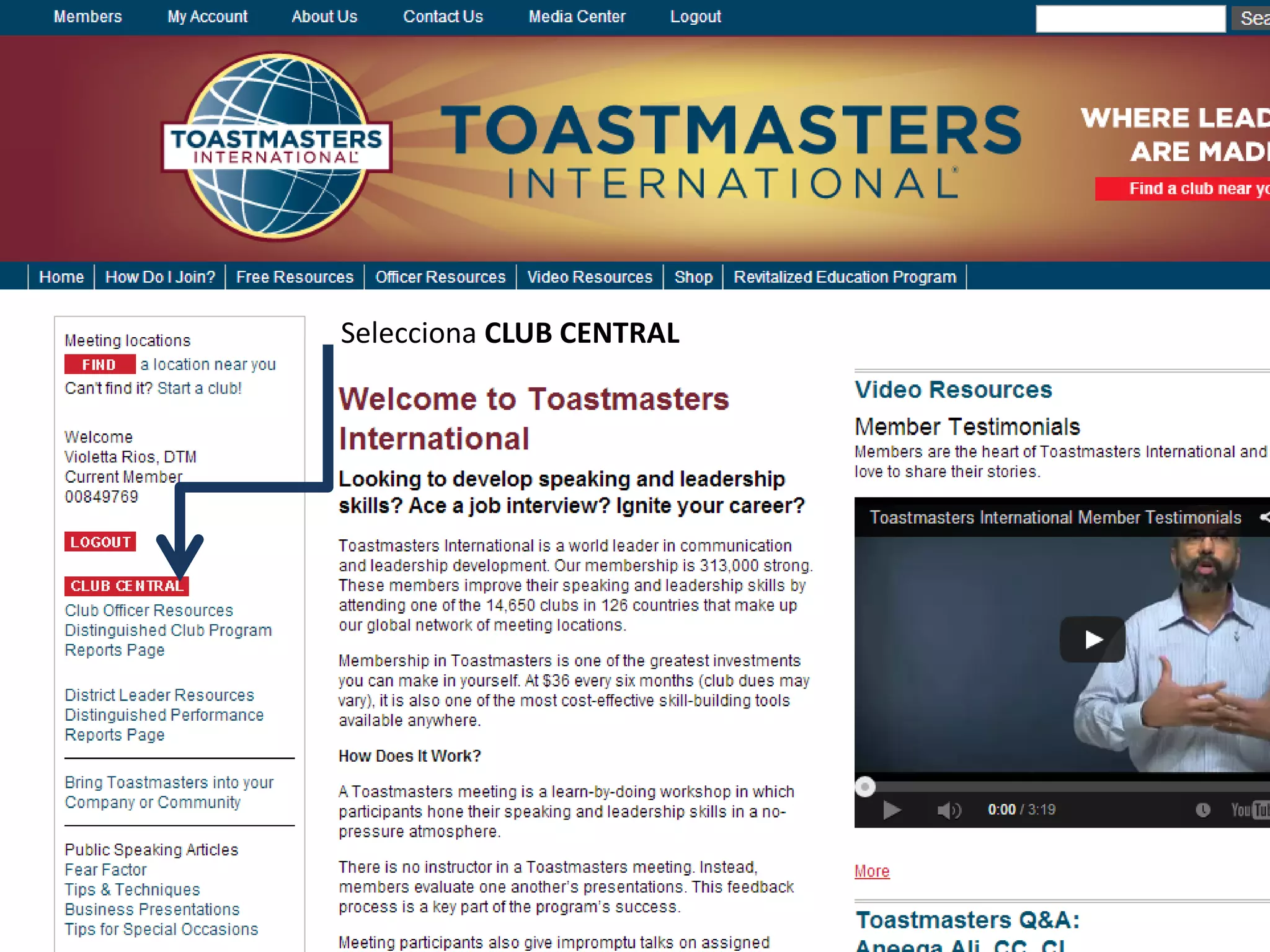 Selecciona CLUB CENTRAL