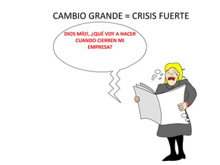 CAMBIO GRANDE = CRISIS FUERTE
DIOS MÍO!, ¿QUÉ VOY A HACER
CUANDO CIERREN MI
EMPRESA?
 