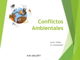Conflictos
Ambientales
L U I S P I Ñ A
C I : 2 6 4 4 2 0 2 7
6 de Julio,2017
 