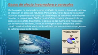 Gases de efecto invernadero y aerosoles
Muchos gases de invernadero como el dióxido de azufre o dióxido de carbono
se prod...