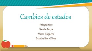 Cambios de estados
Integrantes:
Samia Araya
Maria Bugueño
Maximiliano Pérez
 