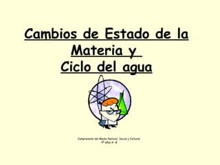 Cambios de Estado de la
      Materia y
    Ciclo del agua



       Comprensión del Medio Natural, Social y Cultural.
                        4º años A -B
 