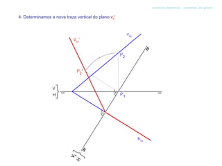 sistema diédrico - cambios de plano


4. Determinamos a nova traza vertical do plano vα'
 
