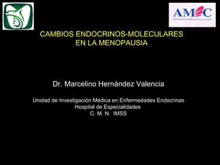 Dr. Marcelino Hernández Valencia Unidad de Investigación Médica en Enfermedades Endocrinas Hospital de Especialidades  C. M. N.  IMSS CAMBIOS ENDOCRINOS-MOLECULARES EN LA MENOPAUSIA 
