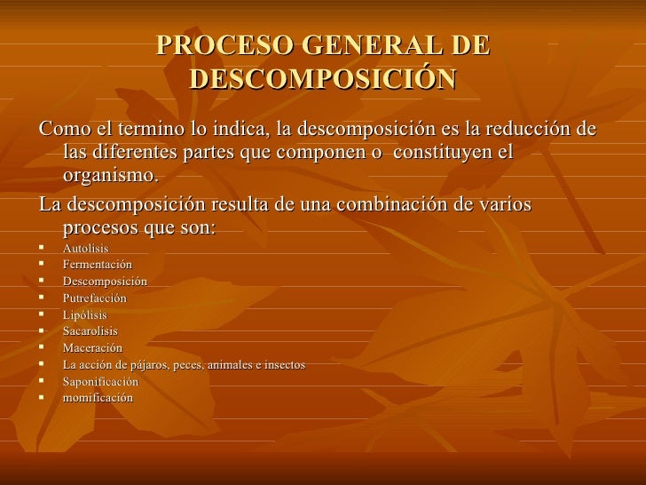 Resultado de imagen para procesos de la descomposicion
