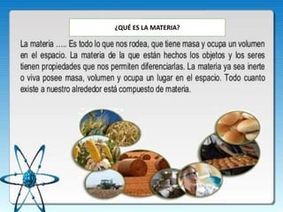 ¿QUÉ ES LA MATERIA?
 