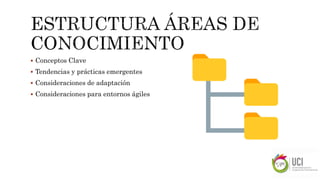  Conceptos Clave
 Tendencias y prácticas emergentes
 Consideraciones de adaptación
 Consideraciones para entornos ágiles
 