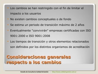 Cambios ISO 9001 2008