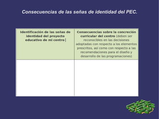 Consecuencias de las señas de identidad del PEC.
 