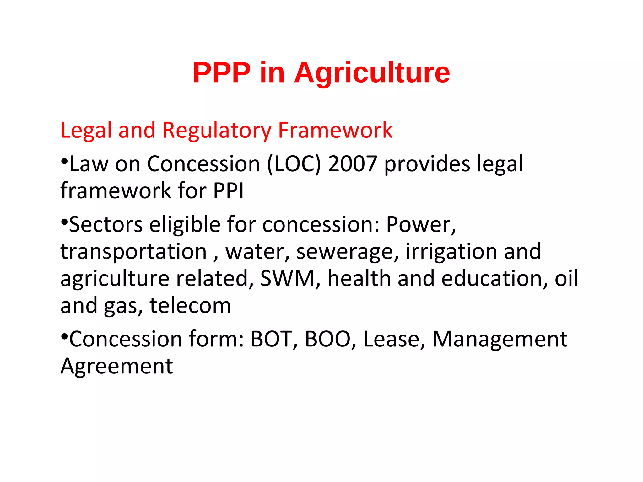 Public Private Partnership in Agriculture | PPT