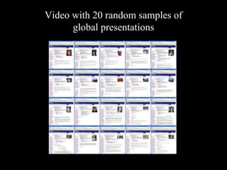 Video with 20 random samples of global presentations 