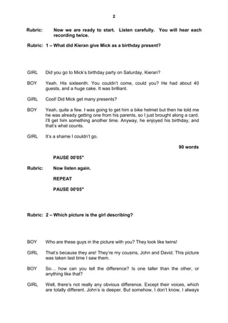 Cambridge Script Example Cambridge english-preliminary-for-schools-sp-5-tapescript v2 | PDF