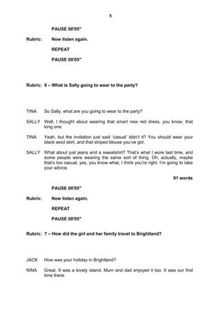 Cambridge Script Example Cambridge english-preliminary-for-schools-sp-5-tapescript v2 | PDF