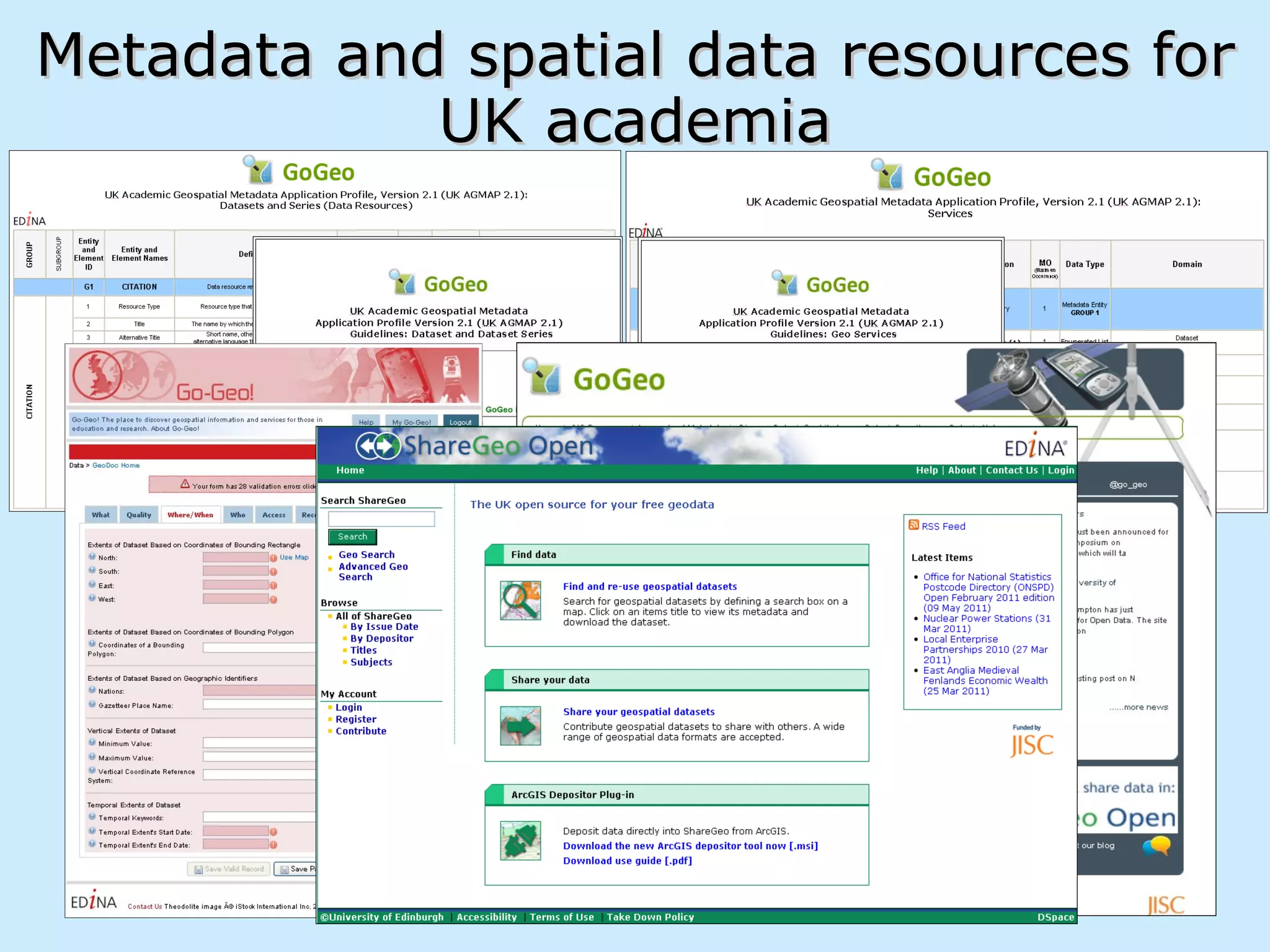 Metadata and spatial data resources for UK academia 