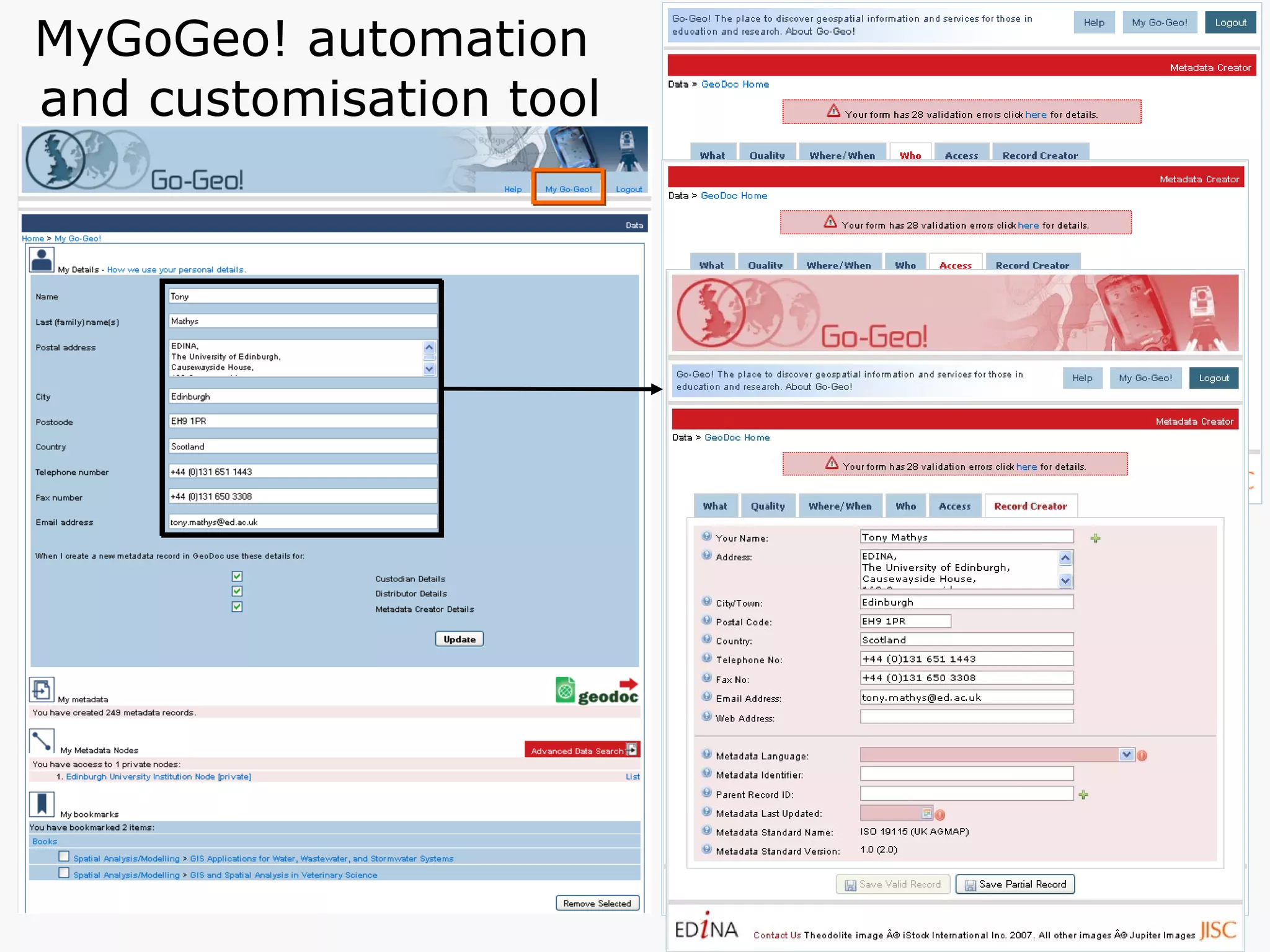 MyGoGeo! automation  and customisation tool 