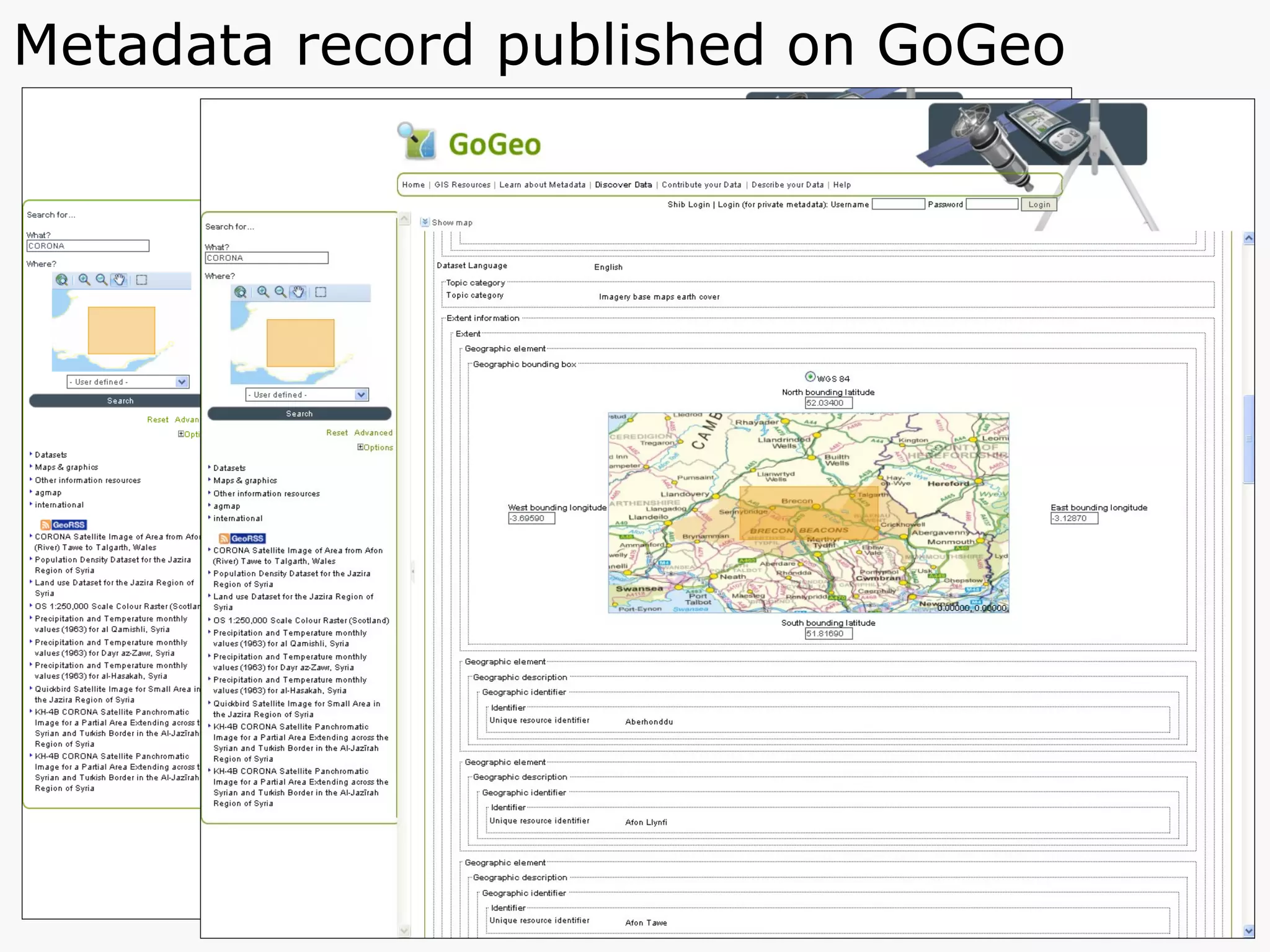 Metadata record published on GoGeo 