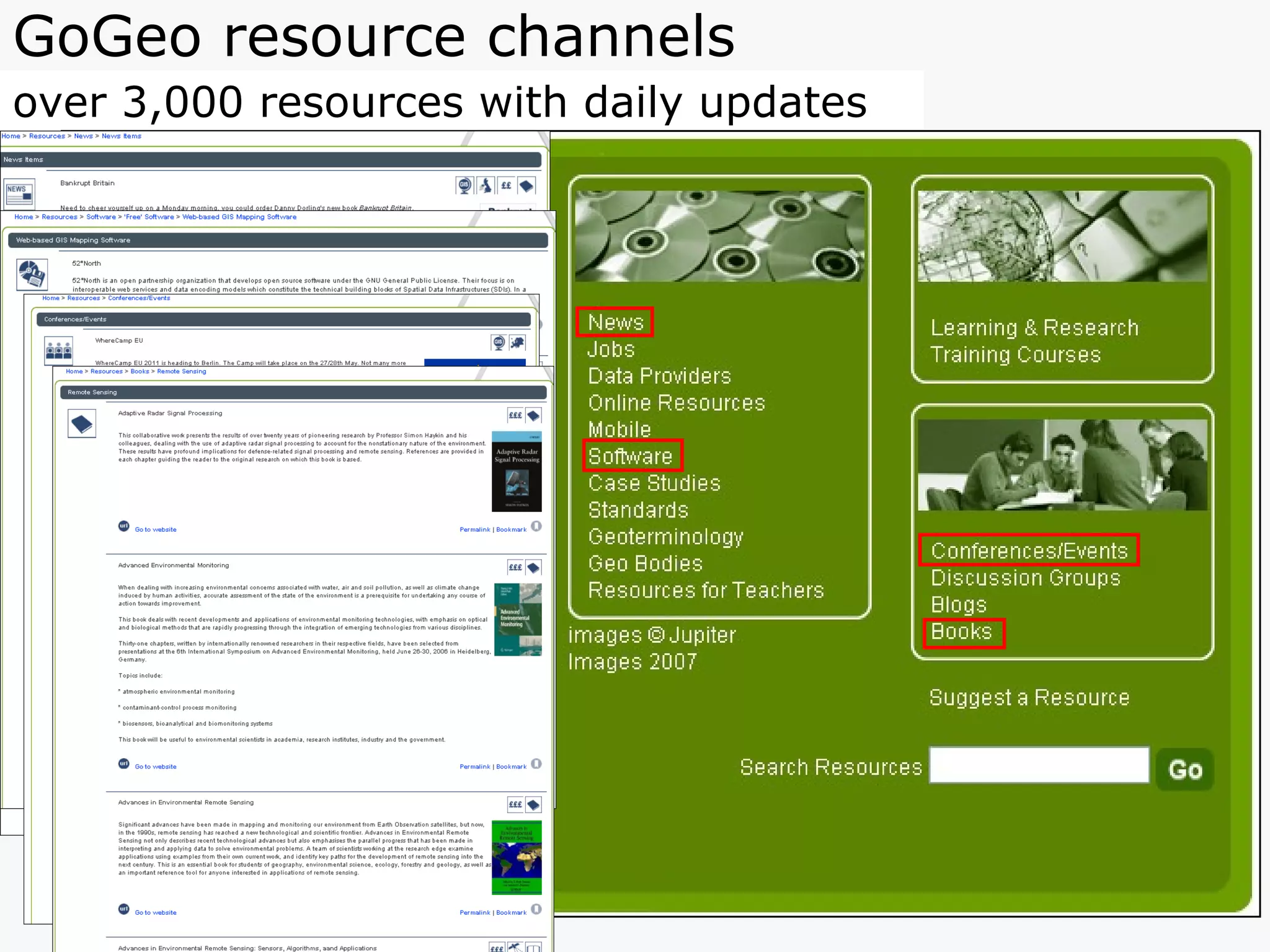 GoGeo resource channels over 3,000 resources with daily updates 