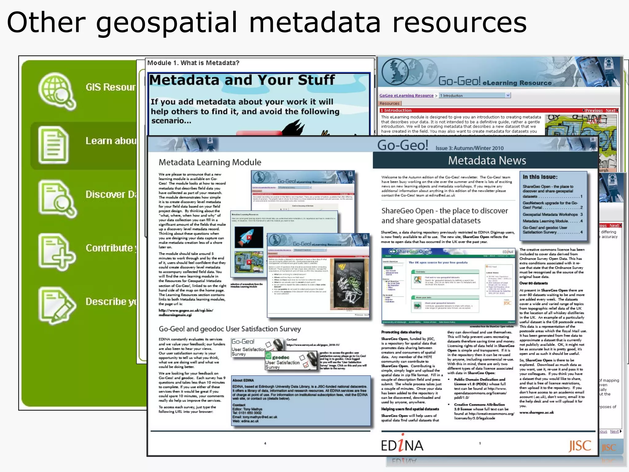 Other geospatial metadata resources 