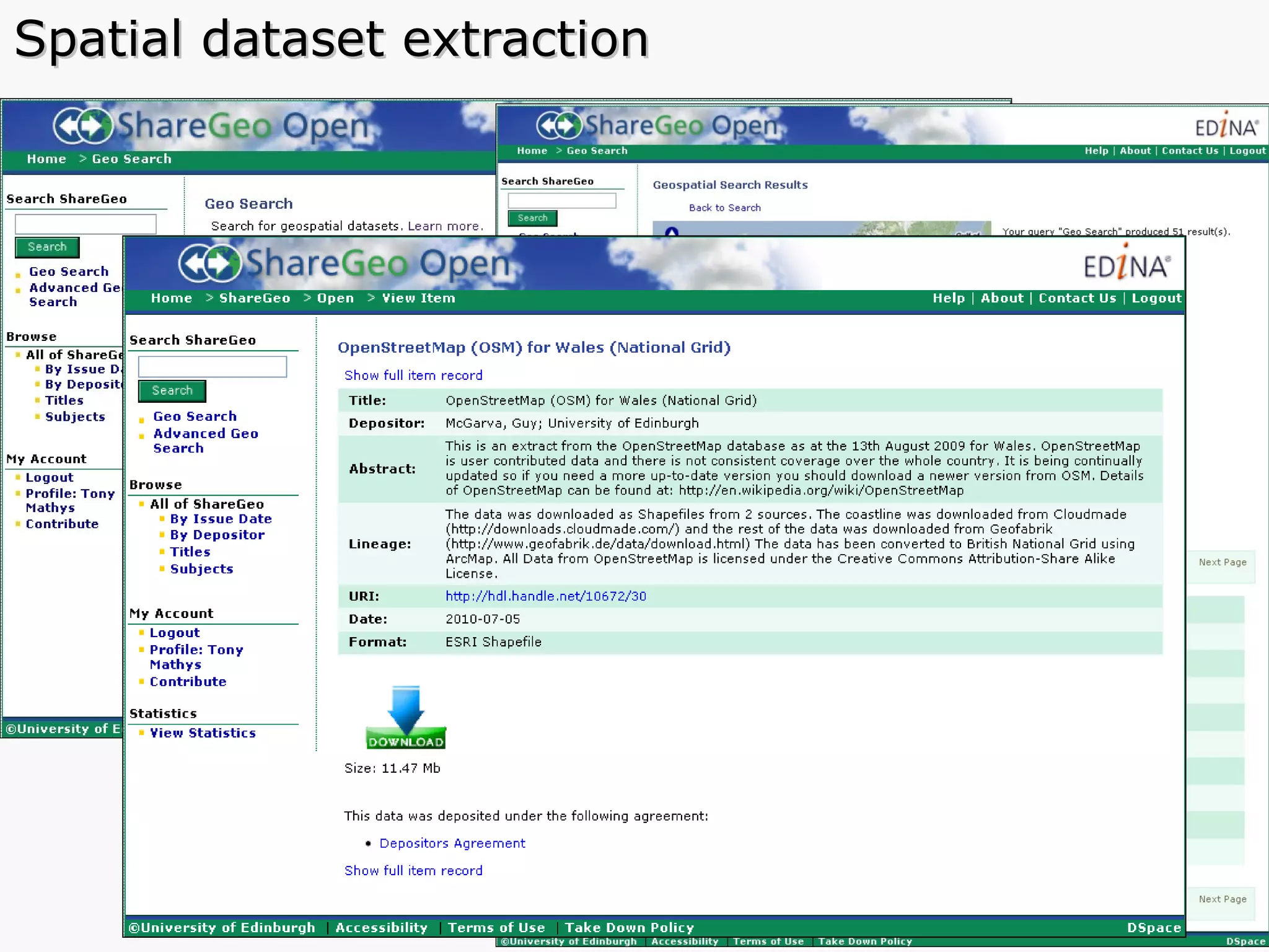 Spatial dataset extraction 