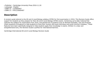 Cambridge International AS and A Level Biology Revision Guide | PDF