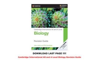 Cambridge International AS and A Level Biology Revision Guide | PDF