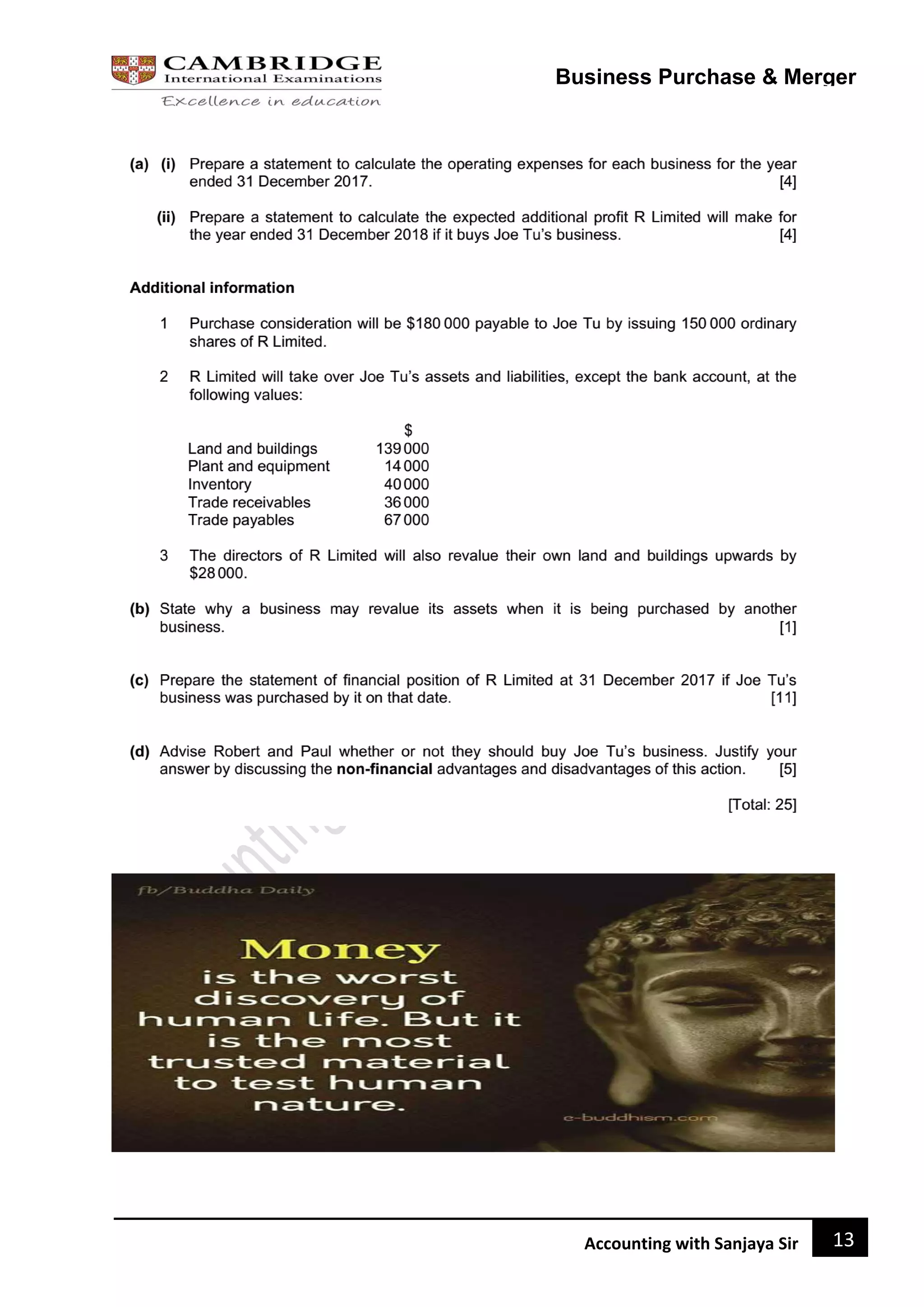 13
Accounting with Sanjaya Sir
Business Purchase & Merger
 