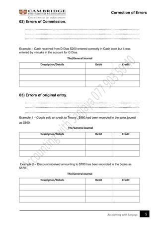 Error Entry Procedure Example Cambridge as level correction of errors | PDF