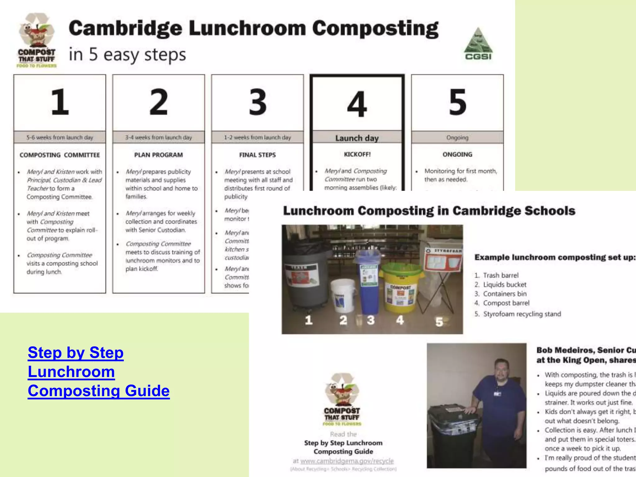 Step by Step
Lunchroom
Composting Guide
 