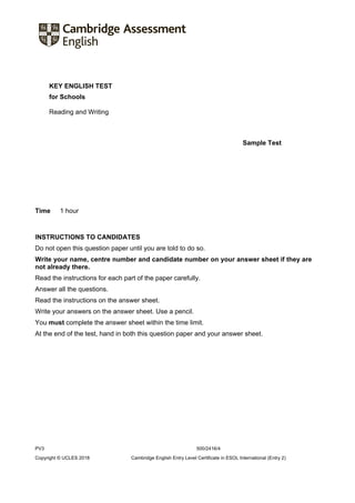 Cambridge cert reading and writing - questions | PDF
