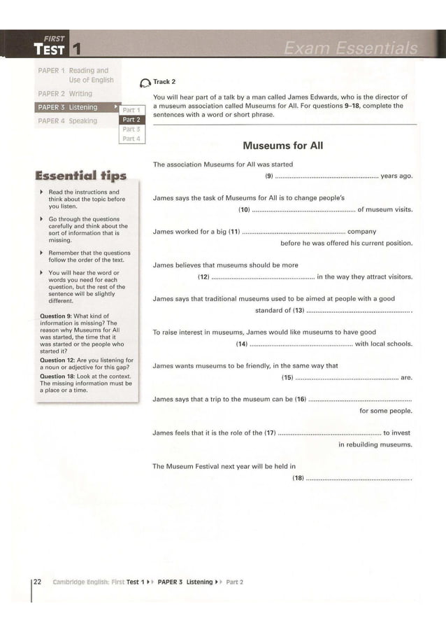 Cambridge English First 1 (FCE) exam essentials practice test. (2014)