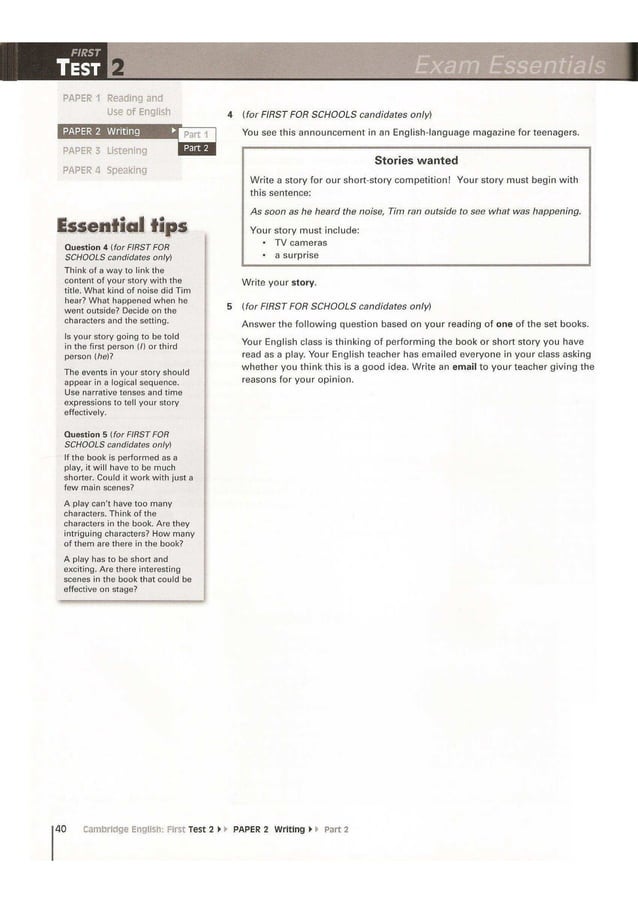 Cambridge English First 1 (FCE) exam essentials practice test. (2014)