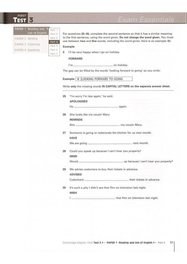 Cambridge English First 1 (FCE) exam essentials practice test. (2014)