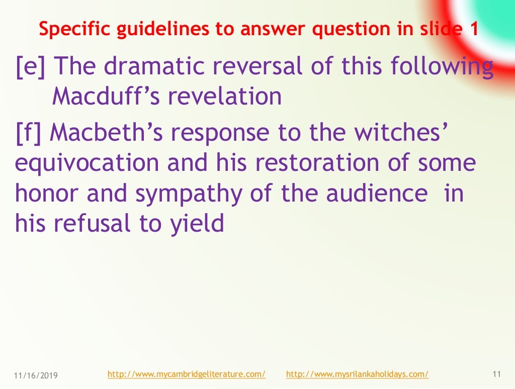 Cambridge OL Literature Past Paper Class Macbeth 1