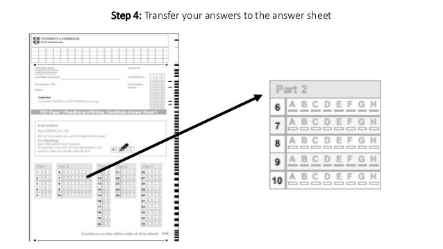 cambridge preliminary english test pet pt2 pet answer sheet