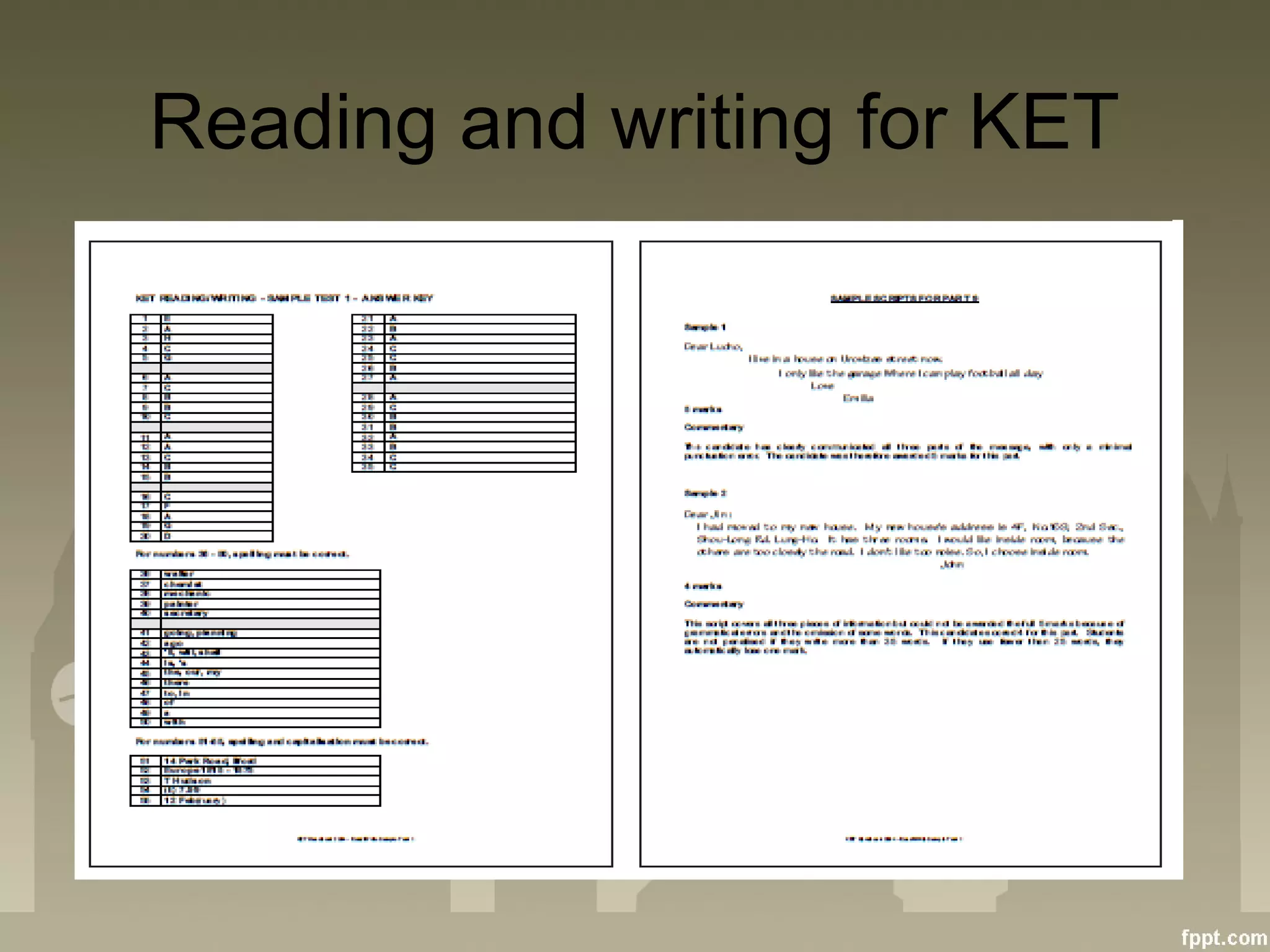 Reading and writing for KET
 